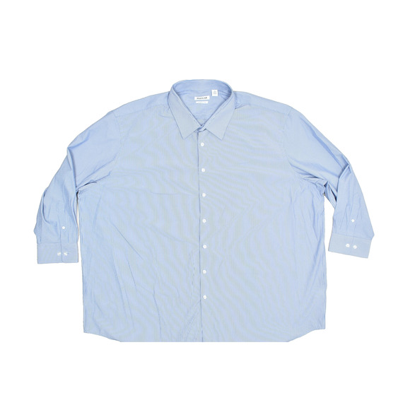 Haggar Men's Button Down Shirt Classic Fit Size 20 34/35 Blue Striped Long Sleev - Picture 1 of 8